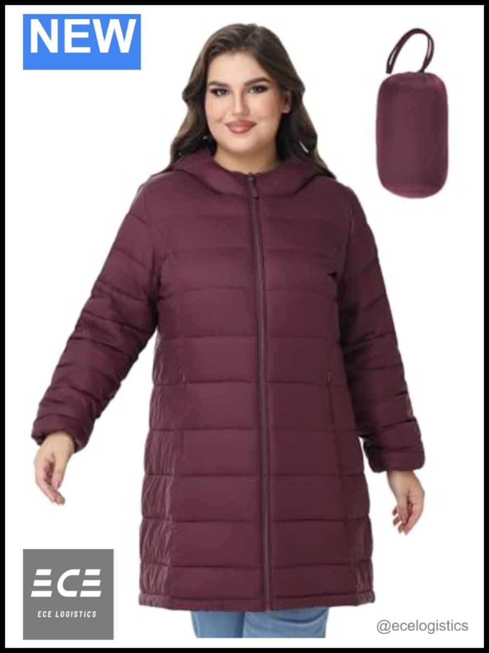 Women's Plus Size Packable Puffer Jacket Lightweight Water Repellent